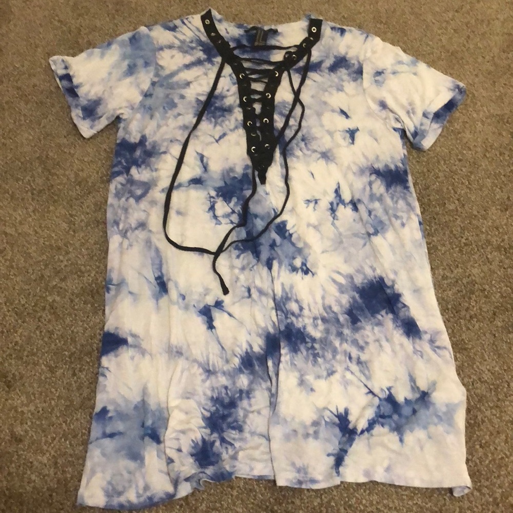 Tie-dye lace up tunic